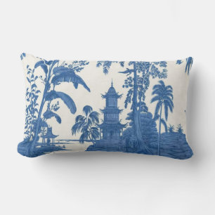 Coussin Rectangle Chinoiserie orientale bleue et blanche