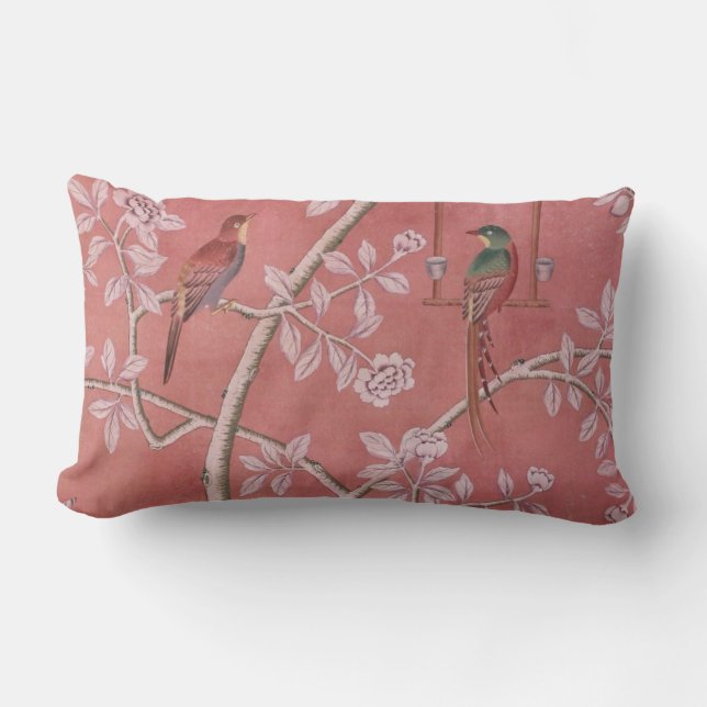 Coussin Rectangle Chinoiserie rose (Recto)