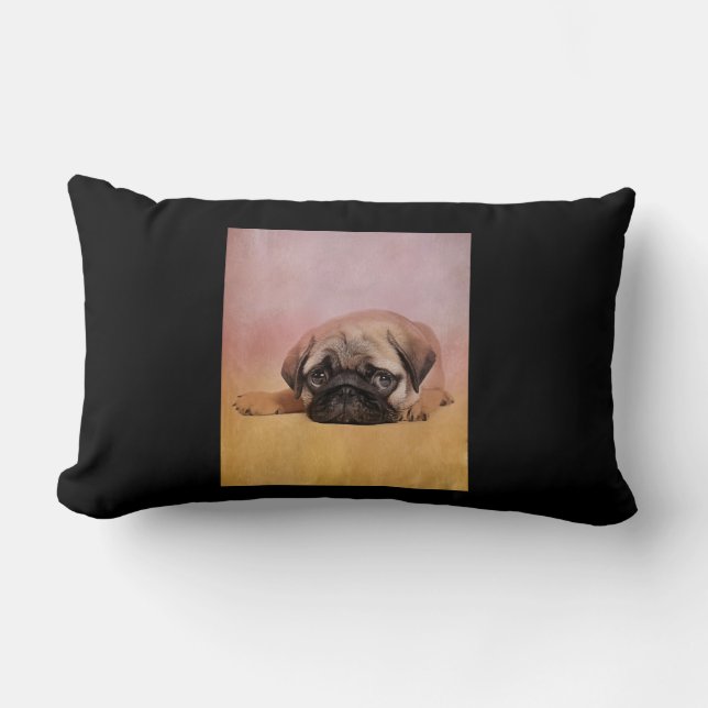 Coussin Rectangle Chiot Carlin mignon | Cadeau Amoureux de les chien (Recto)