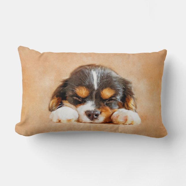 Coussin Rectangle Chiot cavalier d'épagneul du Roi Charles (Recto)
