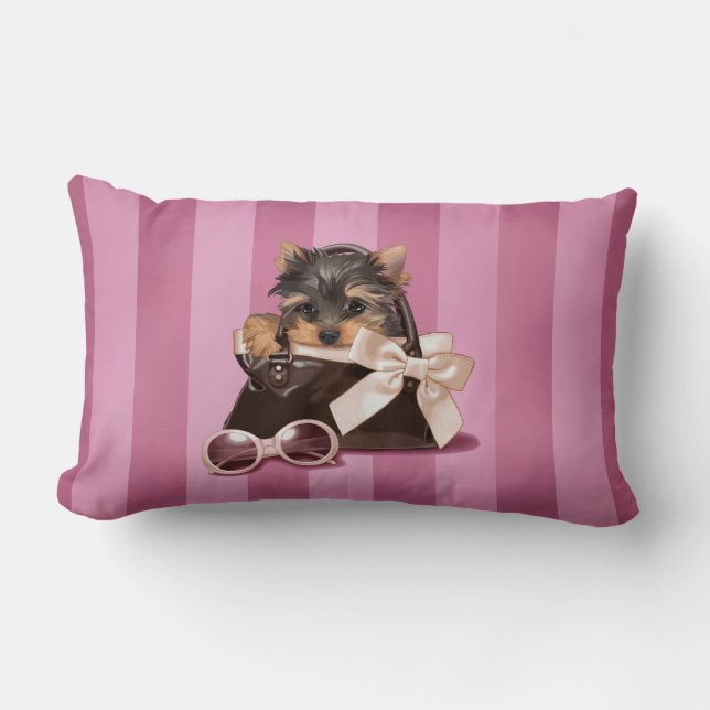 Coussin Rectangle Chiot de Yorkshire Terrier (Recto)