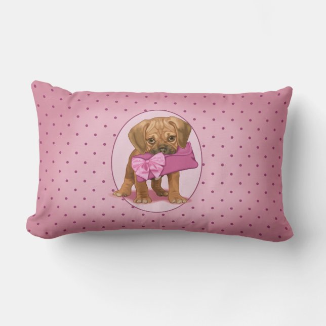 Coussin Rectangle Chiot et Clutch de Puggle (Recto)