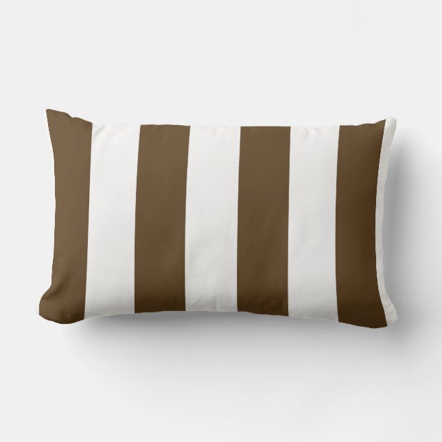 Coussin Rectangle Chocolat et Grandes bandes verticales en gras blan (Recto)
