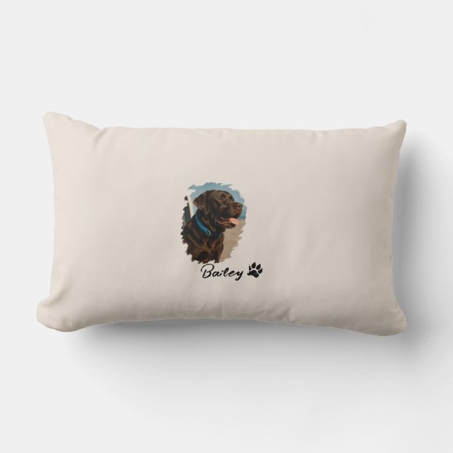 Coussin Rectangle Chocolat mignon Labrador Chien - Bailey | Cadeau p (Recto)