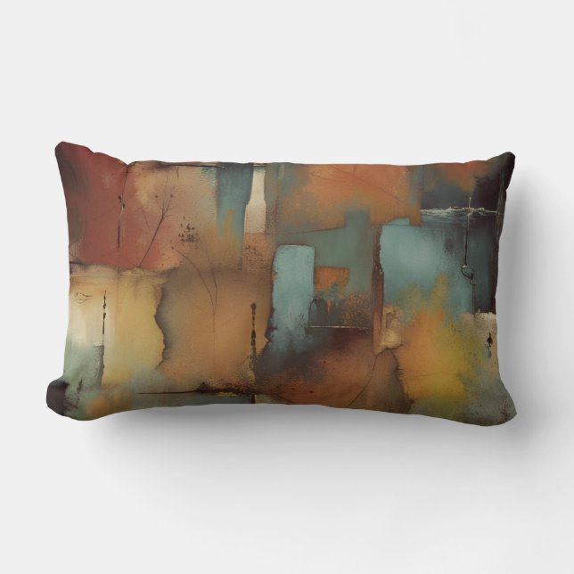 Coussin Rectangle Chocolat Patchwork Abstrait (Recto)