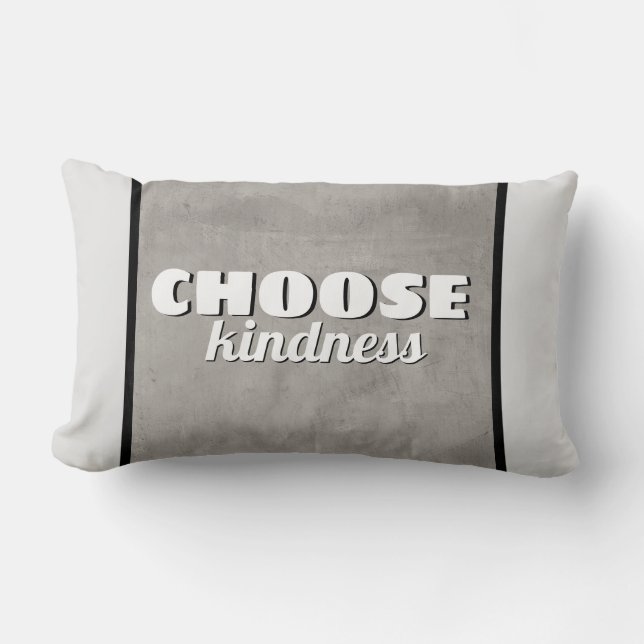 Coussin Rectangle choisir la gentillesse cote positive gris et blanc (Recto)