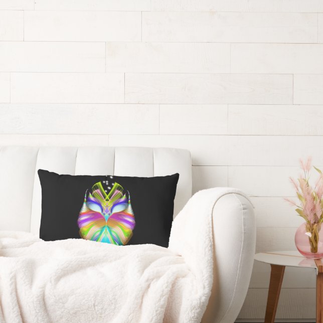 Coussin Rectangle Chouette noire couleur Cyan Deux regards en un (Canapé)