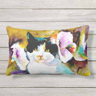 Coussin Rectangle "Christeve le chat avec la copie de colibri"