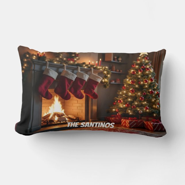 Coussin Rectangle Christmas Scene indoors  (Recto)