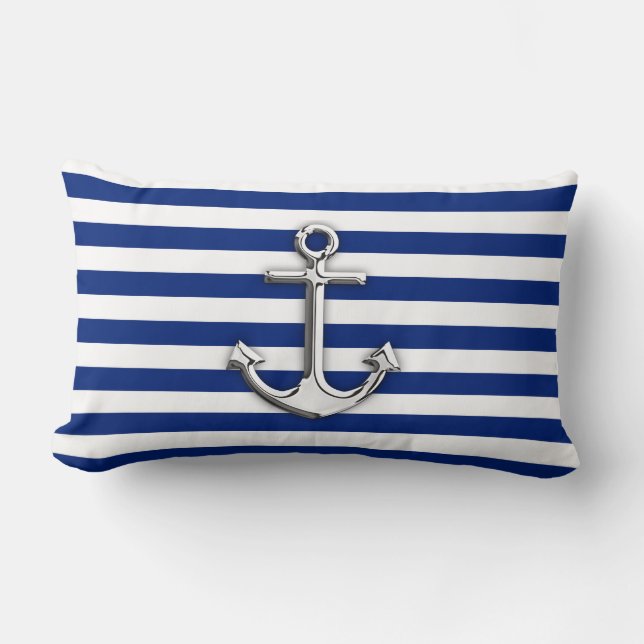 Coussin Rectangle Chrome comme la conception d'Ancre sur des rayures (Recto)