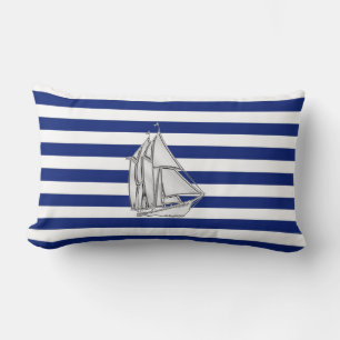 Coussin Rectangle Chrome Sailboat sur les rayures nautiques