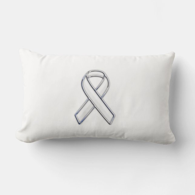 Coussin Rectangle Chrome Style White Ribbon Awareness (Recto)