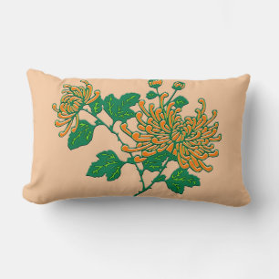 Coussin Rectangle Chrysanthèmes d'araignée chinois - Mandarin orange
