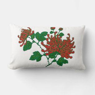 Coussin Rectangle Chrysanthèmes d'araignée chinois - rouge chinois p
