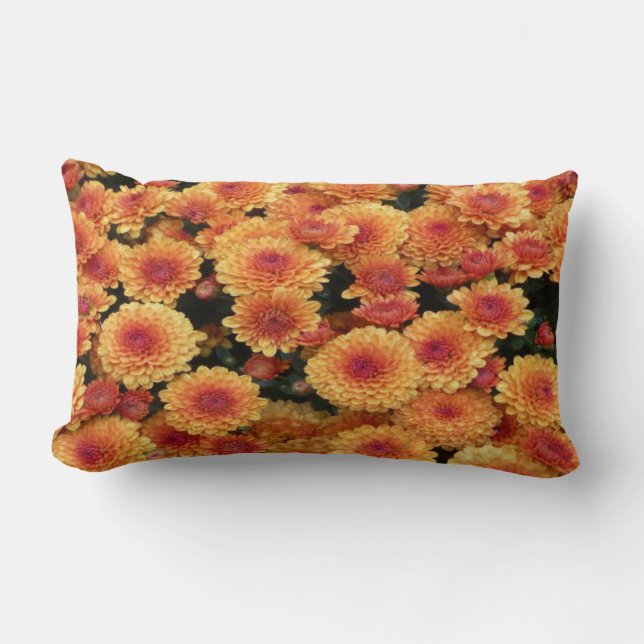 Coussin Rectangle Chrysanthèmes en or (Recto)