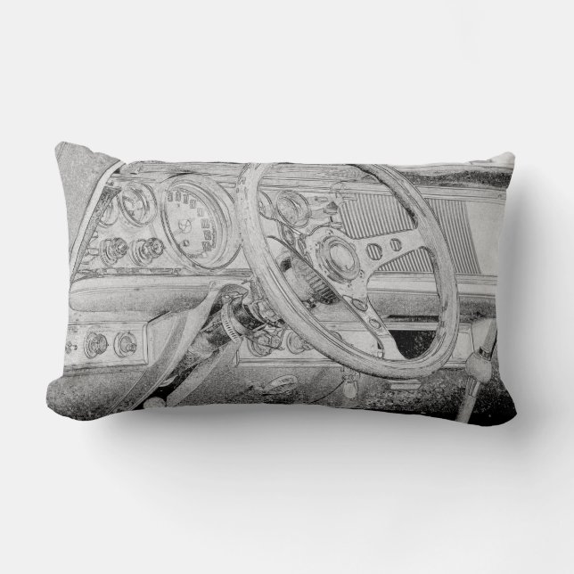 Coussin Rectangle Chrysler New Yorker Dashboard Roue Sketch Cushion (Recto)