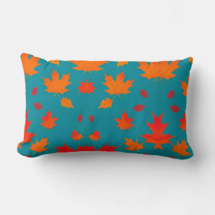 Coussin Rectangle Chute de feuilles orange doré tombant dans l'air