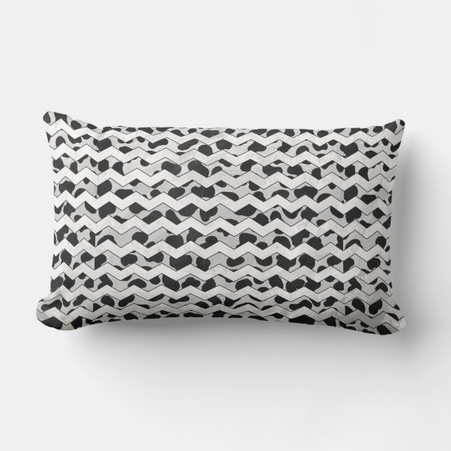 Coussin Rectangle Chvron noir et blanc dalmate (Recto)