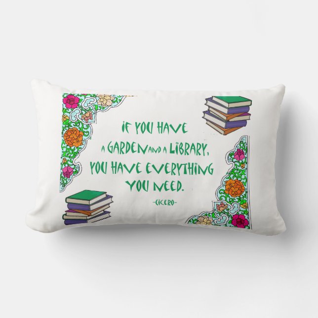 Coussin Rectangle Cicéron - Si vous avez un jardin et une bibliothèq (Recto)