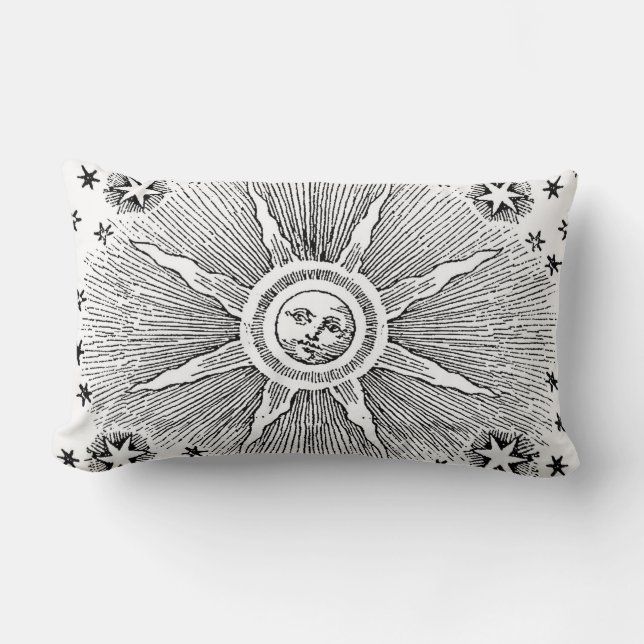 Coussin Rectangle Ciel Nocturne Antique Étoiles Soleil Zodiaque Médi (Recto)