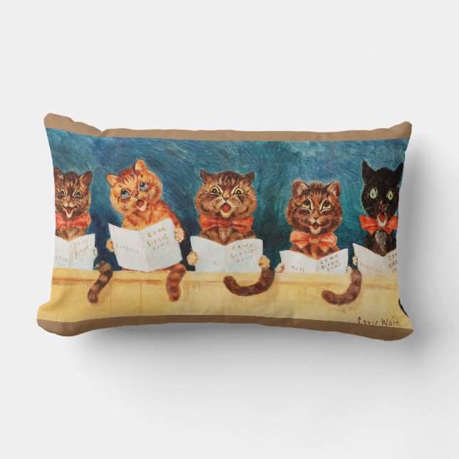 Coussin Rectangle Cinq chats chanteurs, Louis Wain (Recto)