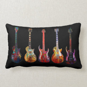 Coussin Rectangle Cinq guitares colorées