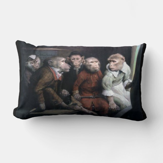 Coussin Rectangle Cinq singes de fantaisie (Recto)