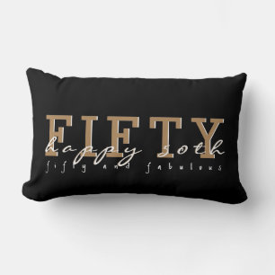 Coussin Rectangle Cinquante et fabuleux   Joyeux 50ème   Noir & Tan