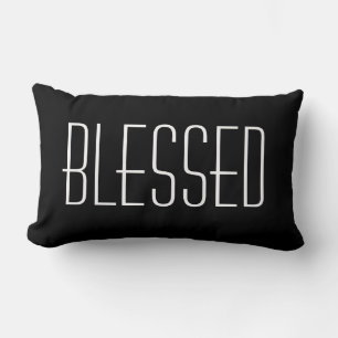 Coussin Rectangle Citation bénie Décorative noir et blanc
