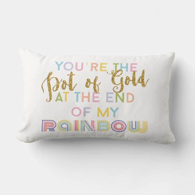 Coussin Rectangle Citation d'amour Arc-en-ciel Pot d'or Rose Bleu Ja (Recto)