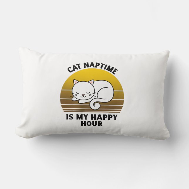 Coussin Rectangle Citation de chat drôle Cat naptime est mon happy h (Recto)