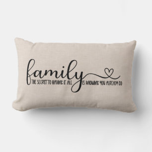 Coussin Rectangle Citation de famille de lin moderne Faux