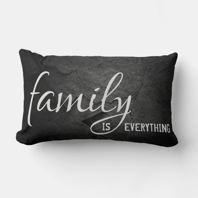 Coussin Rectangle Citation de famille sur pierre noire (Recto)