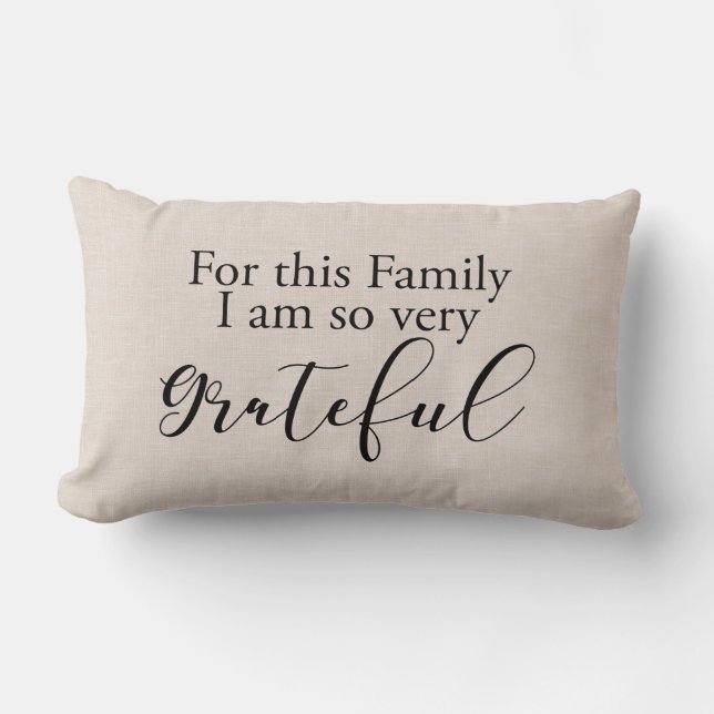 Coussin Rectangle Citation de gratitude de la famille de Faux lin mo (Recto)