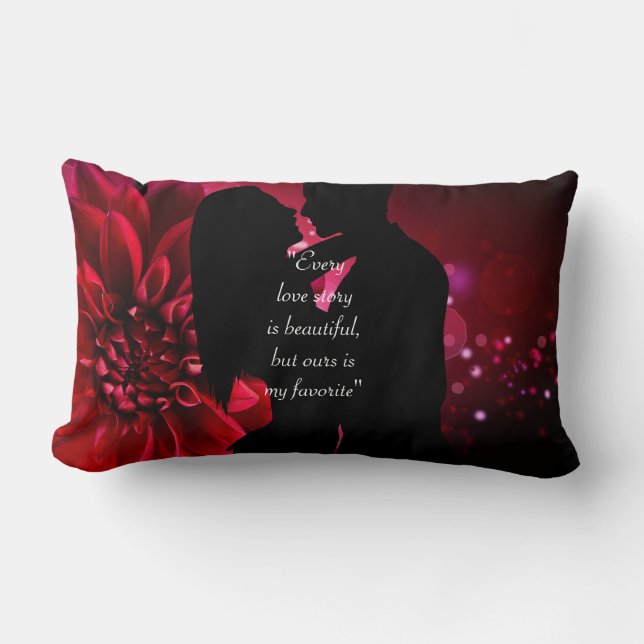 Coussin Rectangle Citation d'histoire d'amour baiser amant arrière-p (Recto)