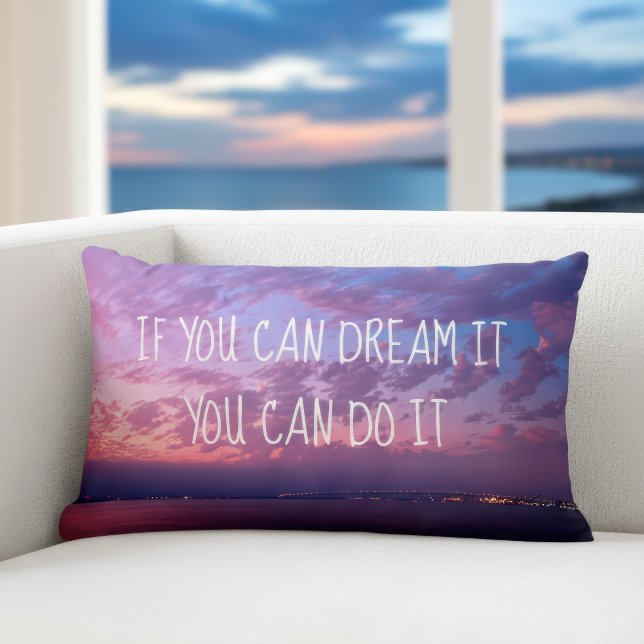 Coussin Rectangle Citation « Dream It Do It » Photo de coucher de so (Créateur téléchargé)