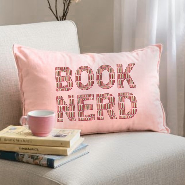 Coussin Rectangle Citation drôle pour l'amour de livre rose  (Créateur téléchargé)