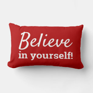 Coussin Rectangle Citation motivationnelle Croyez en vous-même rouge
