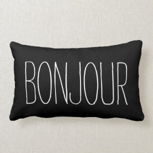 Coussin Rectangle Citation noire et blanche de typographie français