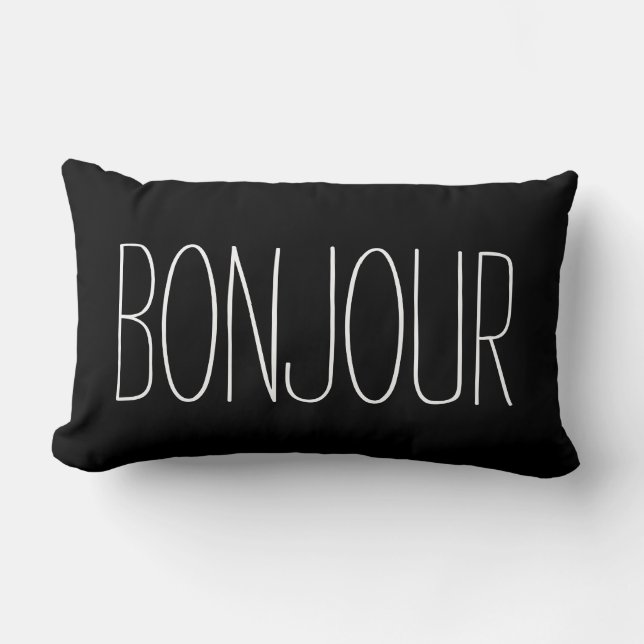 Coussin Rectangle Citation noire et blanche de typographie française (Recto)