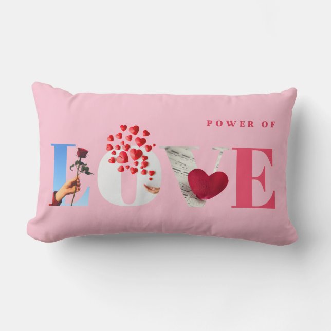 Coussin Rectangle Citation sur le Pouvoir de l'Amour Romantique Rose (Recto)