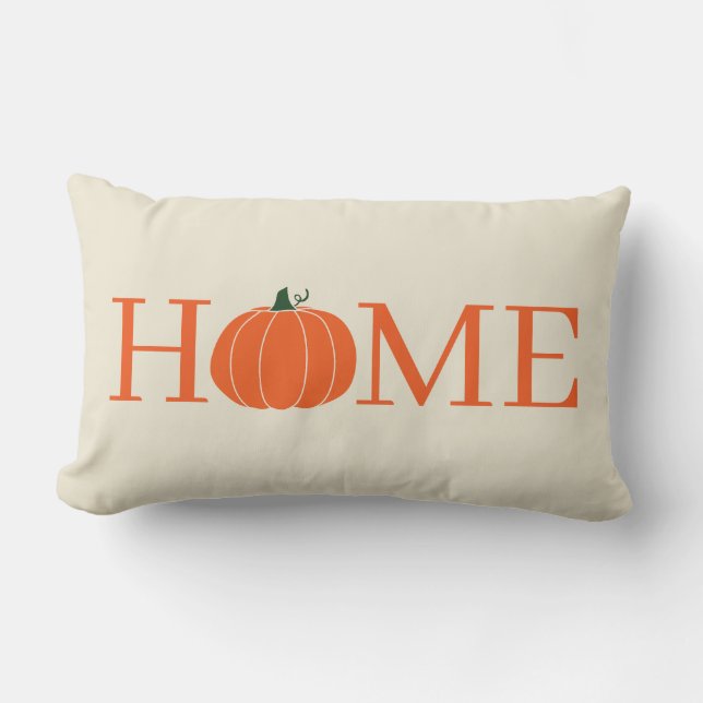 Coussin Rectangle Citrouille Accueil Blanc Coquille d'Oeuf et Orange (Recto)