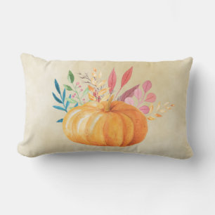 Coussin Rectangle Citrouille Aquarelle Orange Saison Automnale