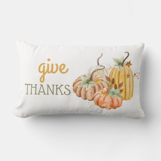 Coussin Rectangle Citrouille Automne Fall Sauge Butternut Orange Mar (Recto)
