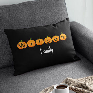 Coussin Rectangle Citrouille Avec Monogramme Nom De Famille Hallowee