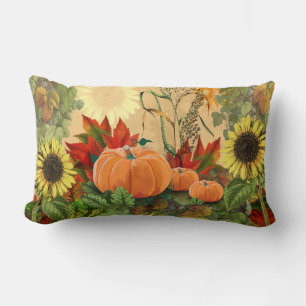 Coussin Rectangle Citrouille d'automne et tournesols