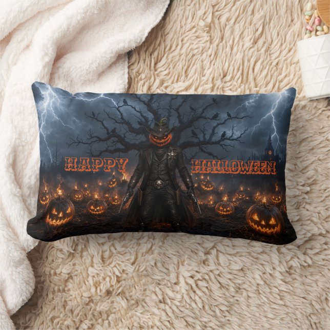 Coussin Rectangle Citrouille de Halloween effrayante Cowboy Shérif F (Couverture)