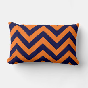 Coussin Rectangle Citrouille, motif zigzag chevron large bleu marine