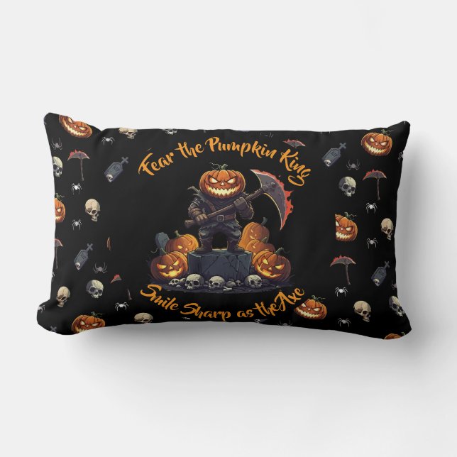 Coussin Rectangle 🖤 Citrouille noir King Jouer l'oreiller 🎃 (Recto)
