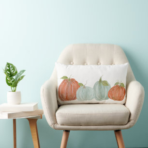Coussin Rectangle Citrouilles de chute d'aquarelle